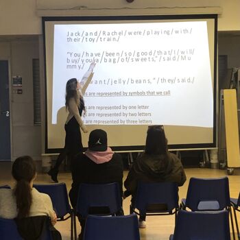 Parents peek into phonics lessons at Peacehaven Heights Academy